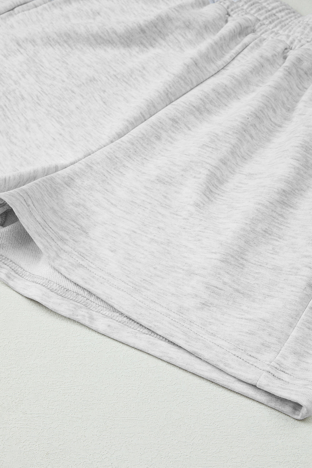 Light Grey Girly Bow Embroidered Detail Puff Sleeve Pullover 2pcs Short Set