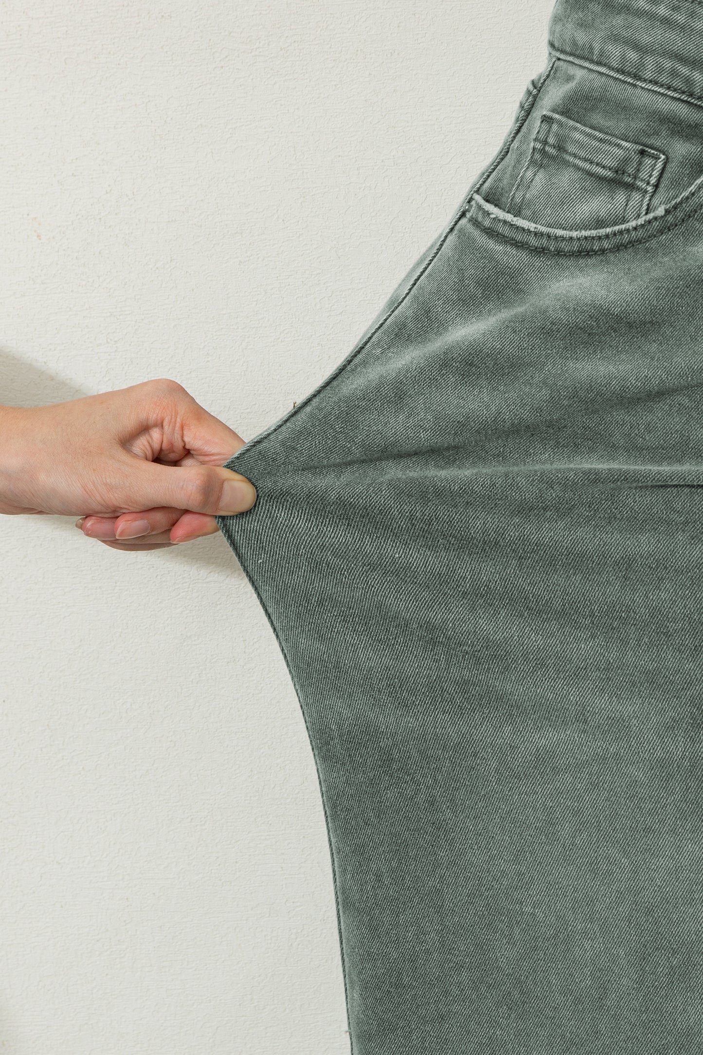 Four Leaf Clover Slight Distressed Raw Edge Wide Leg Jeans