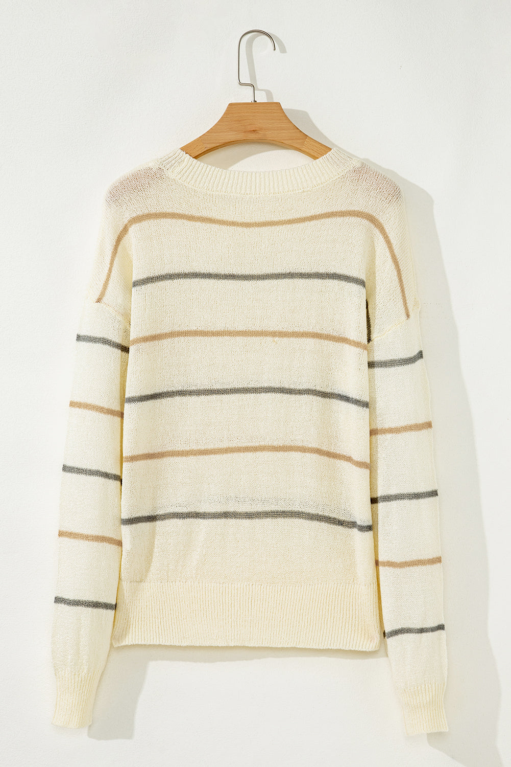 Multicolour Ribbed Edge Drop Shoulder Sweater