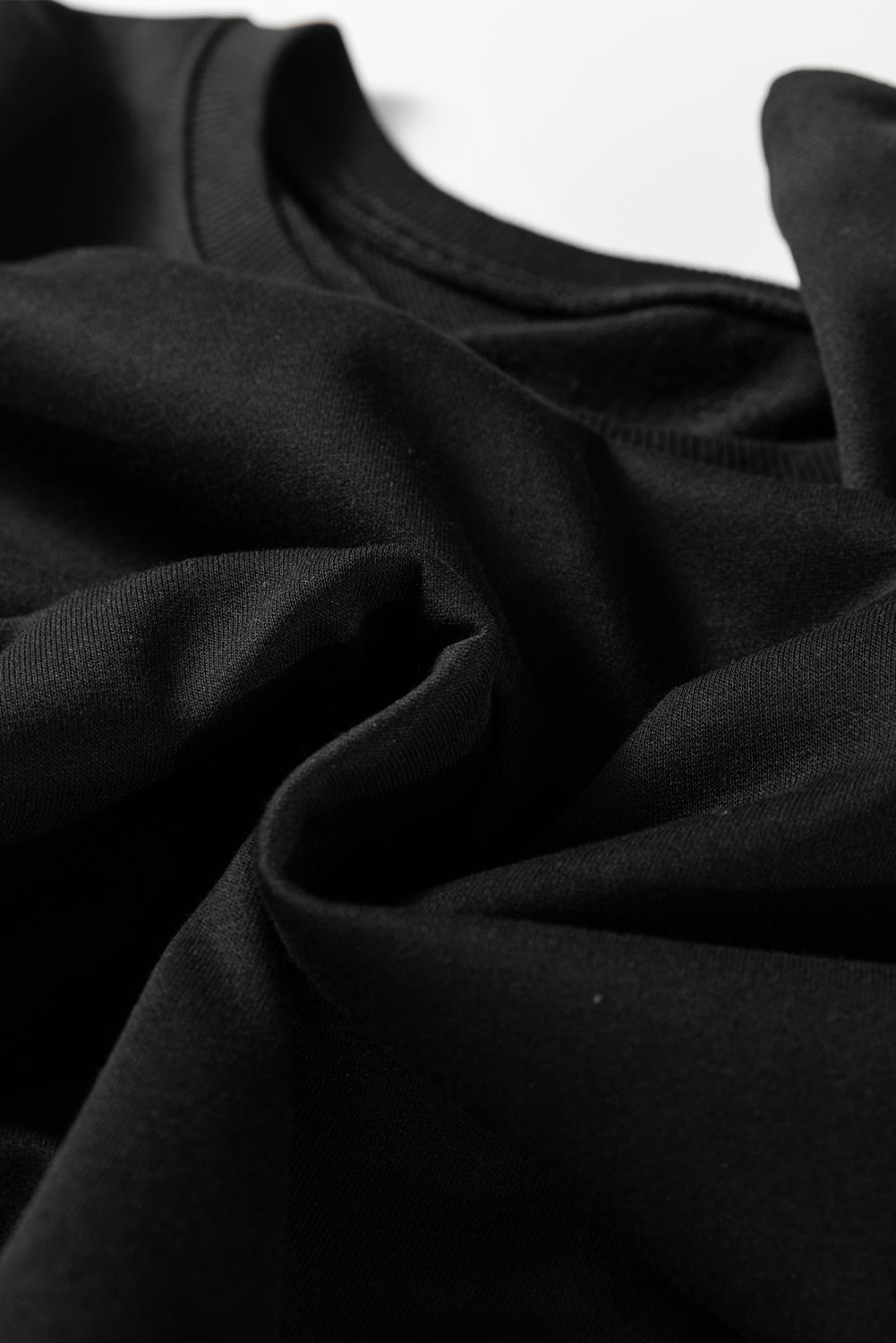 Black Striped Drop Shoulder Round Neck Pullover and Jogger Pants Active Outfit