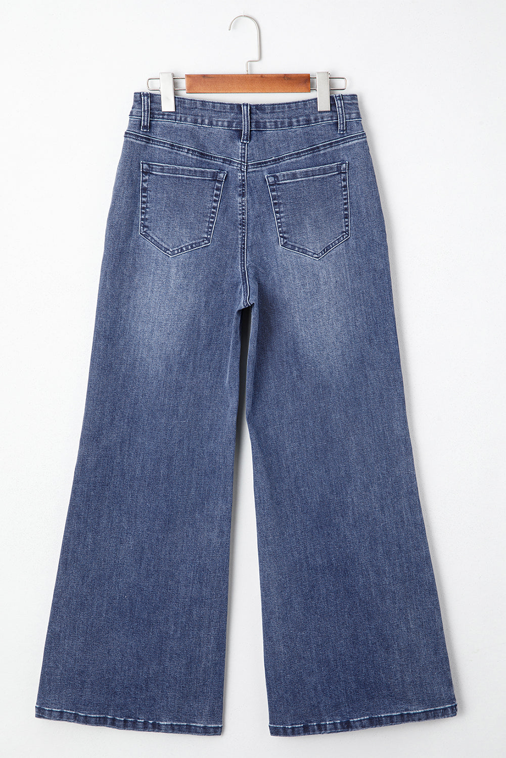 Dirty blue High Waist Button Zip Fly Bell Bottom Jeans