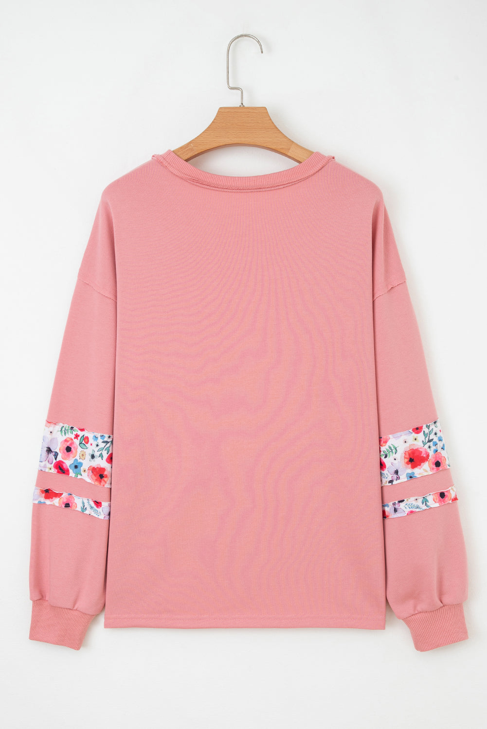 Peach Blossom Floral Applique Baggy Pullover Sweatshirt