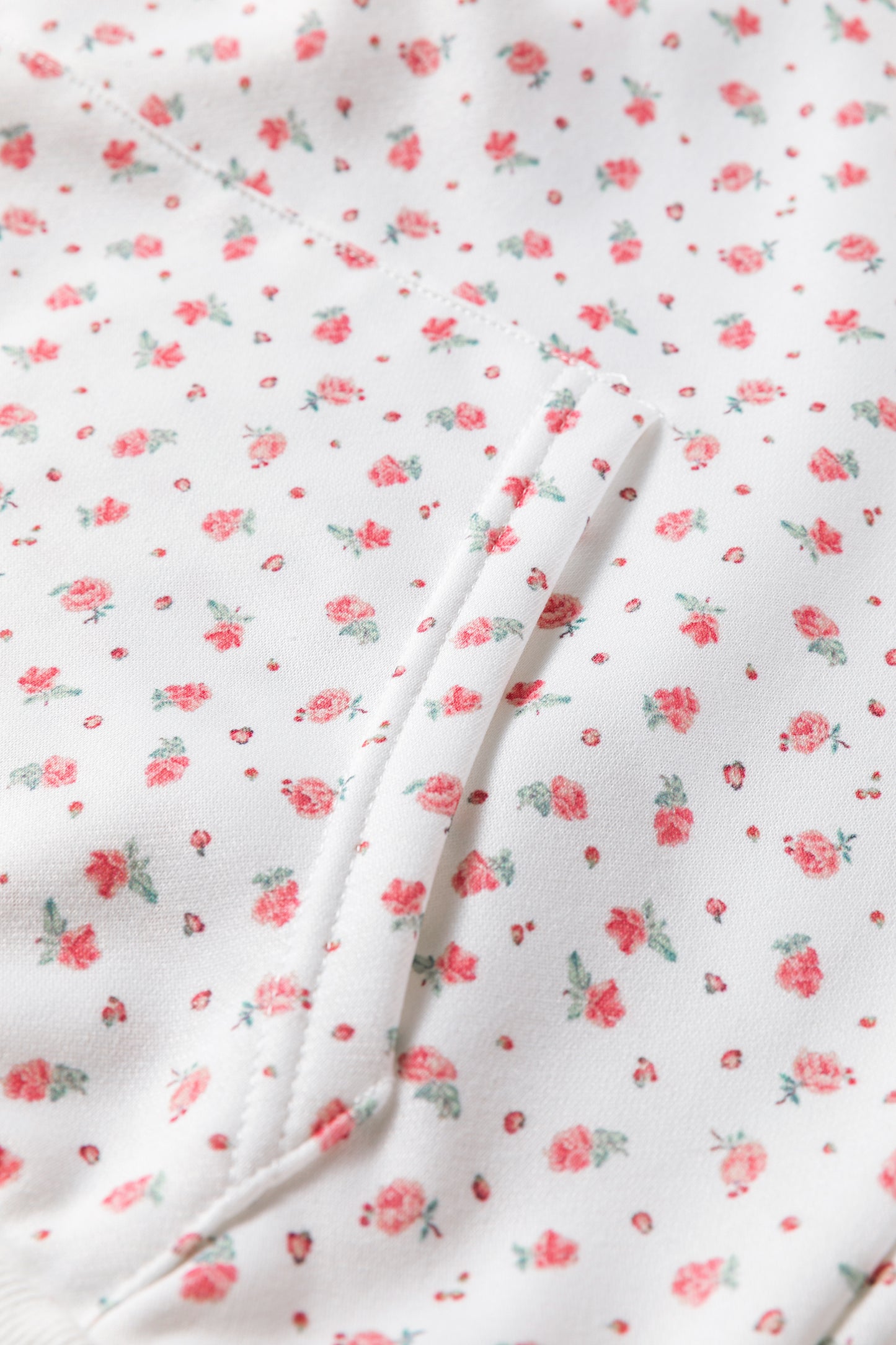 Pink Floral Print Kangaroo Pocket Hoodie Sheath Sweatpants Set