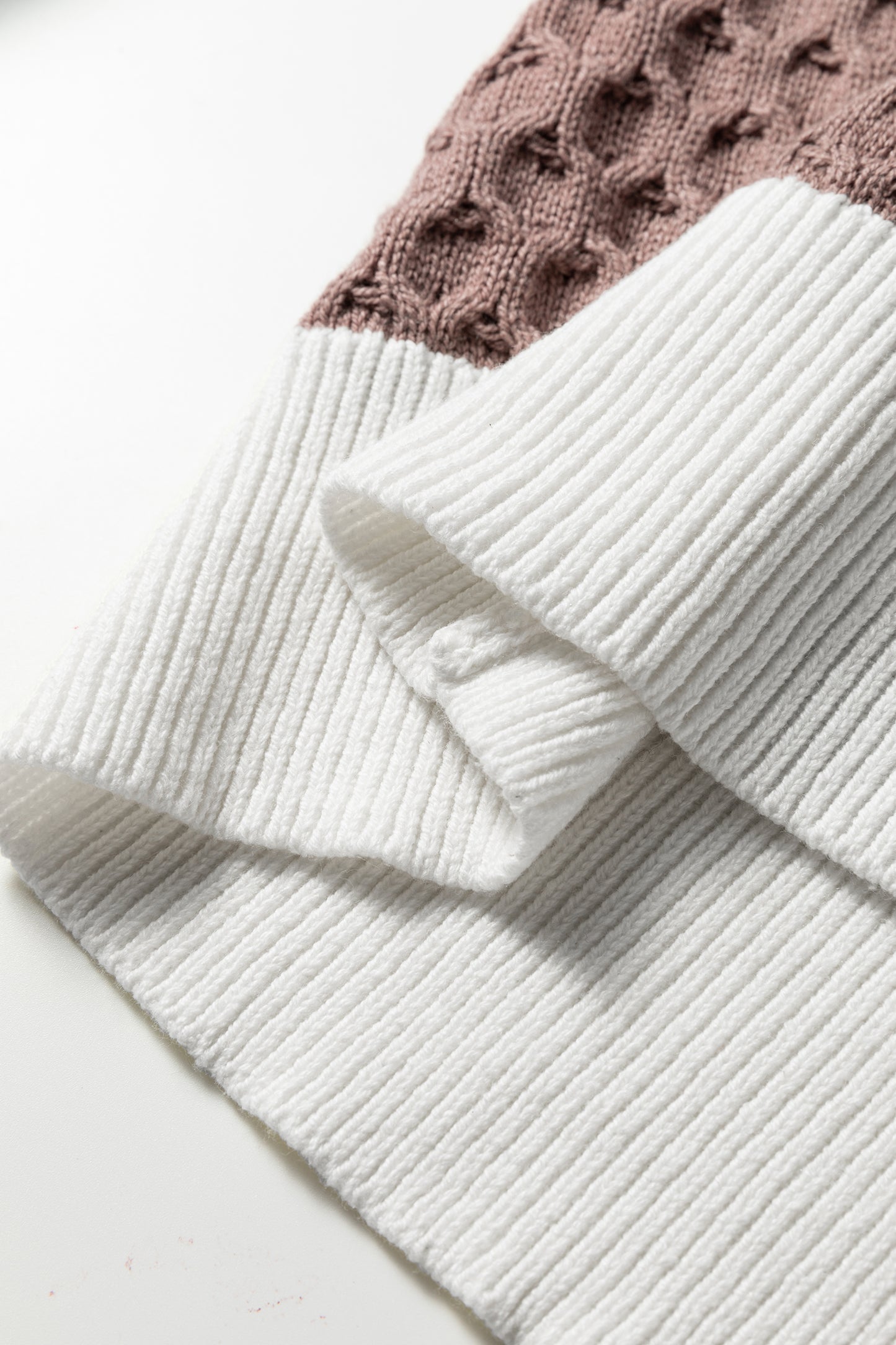 Green Mixed Texture Knit Striped Color Block Loose Sweater