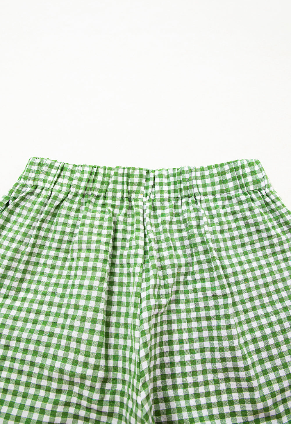 Fern Green Gingham Printed High Waist Shorts