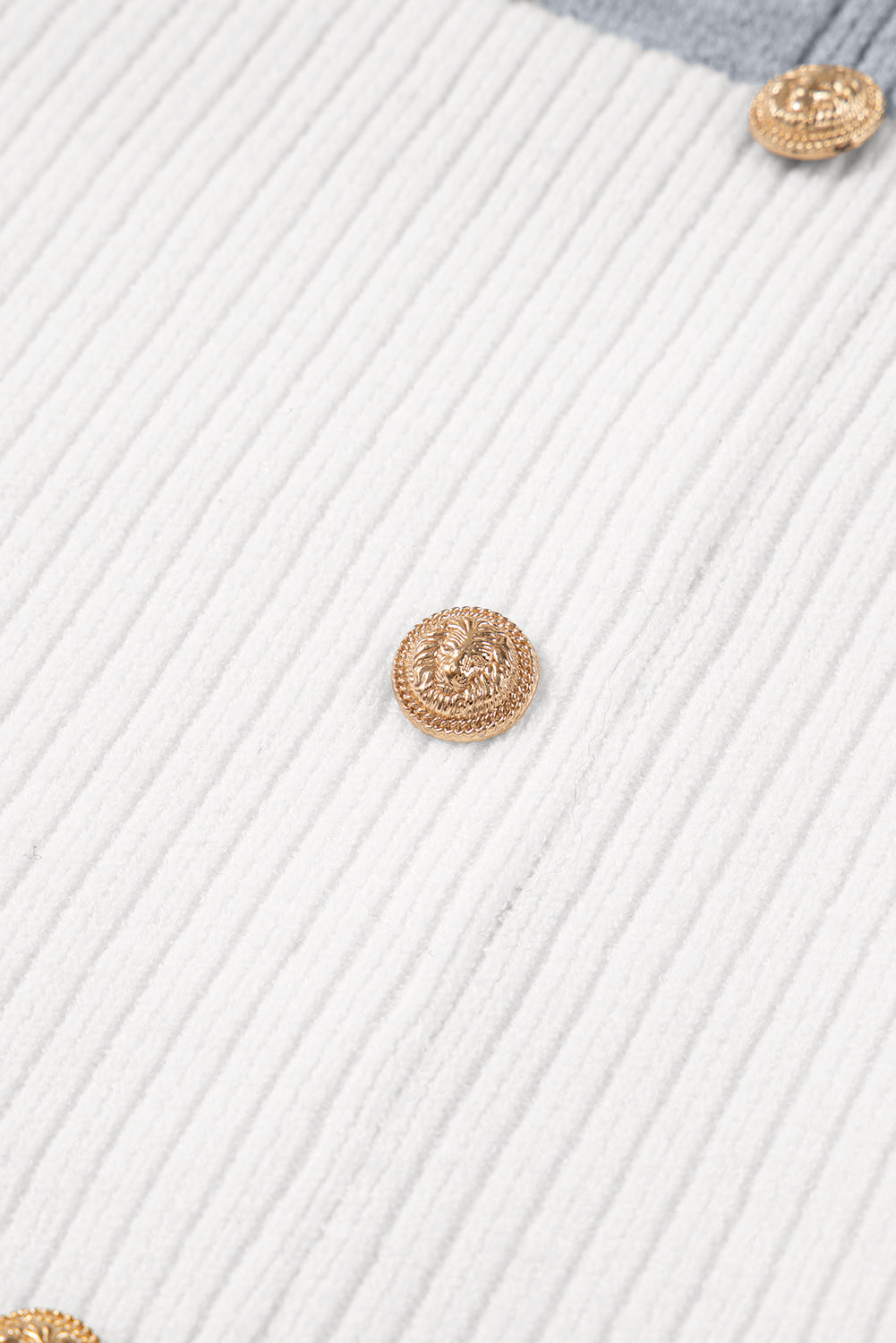 Gray Stripe Ribbed Buttoned Detail Drop Shoulder Tunic Sweater