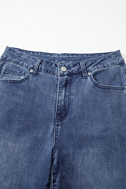 Dirty blue High Waist Button Zip Fly Bell Bottom Jeans