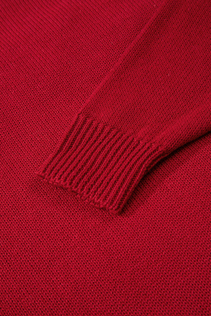 Racing Red Merry Colorful Dot Detail Christmas Drop Shoulder Sweater