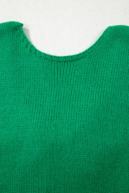 Bright Green Bow Backless Bubble Sleeve Sweater