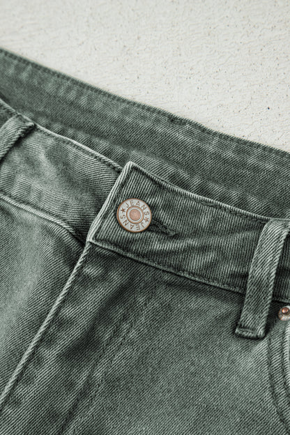 Four Leaf Clover Slight Distressed Raw Edge Wide Leg Jeans