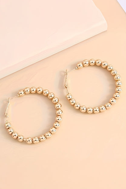 Gold Plated Beads Alloy Hoop Earrings