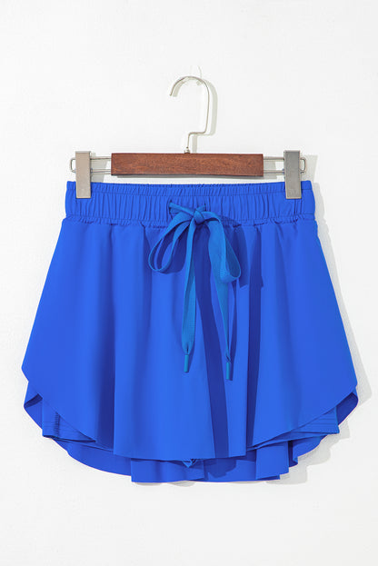 Sky Blue Drawstring Elastic Waistband Lined Tennis Skorts
