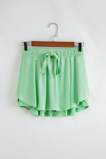 Light Green Drawstring Elastic Waistband Lined Tennis Skorts