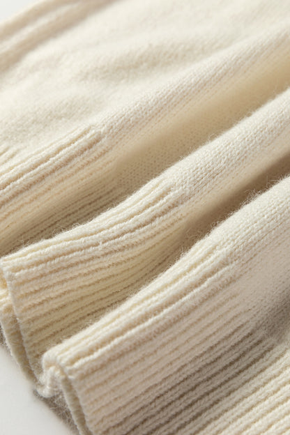 Beige Embroidered Floral Sleeve Round Neck Loose Sweater