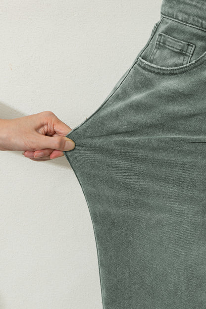 Four Leaf Clover Slight Distressed Raw Edge Wide Leg Jeans