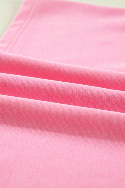 Sachet Pink Plaid Contrasted Double Christmas Tree Patched Raglan Sleeve Pullover 2pcs Short Set