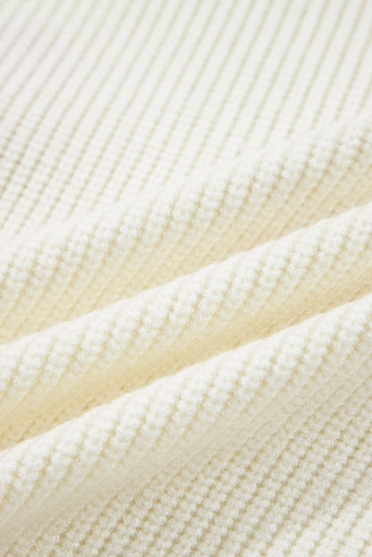 Beige Pumpkin Embroidered Ribbed Thanksgiving Halloween Holiday Sweater