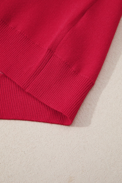 Fiery Red HO HO HO MERRY CHRISTMAS Drop Shoulder Loose Sweater