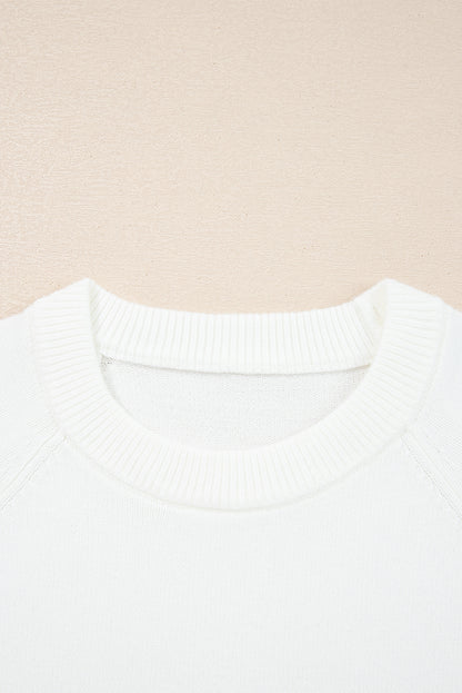 White MERRY Letter Pattern Christmas Raglan Sleeve Sweater