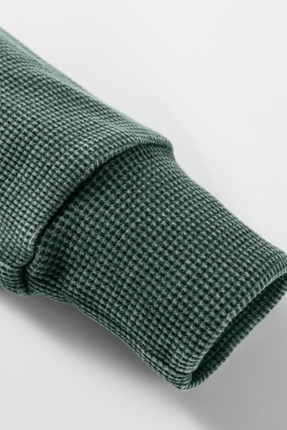 Mist Green Waffle Knit Patchwork Long Sleeve Loose Top