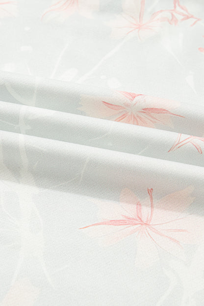 Gray Floral Print Plus Size Loose Hoodie