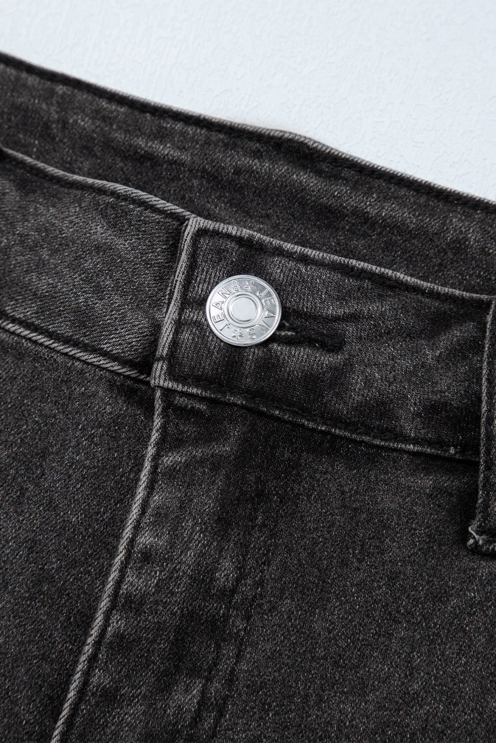 Carbon Grey Raw Hem High Waist Denim Shorts