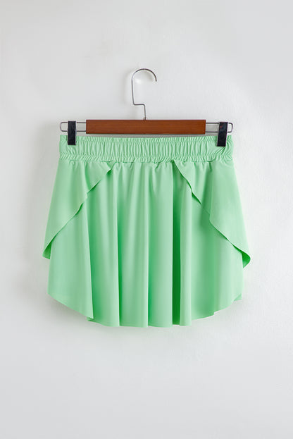 Light Green Drawstring Elastic Waistband Lined Tennis Skorts