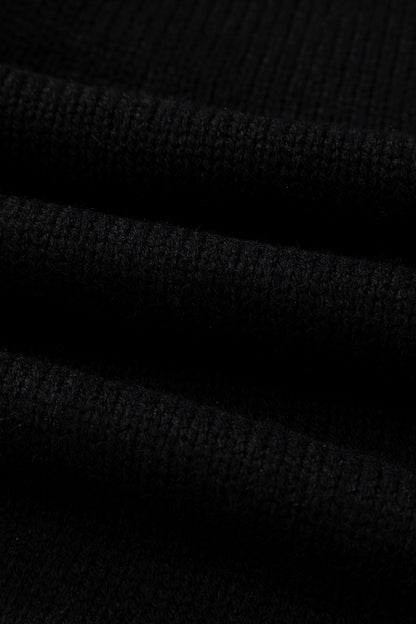 Black Bow Backless Bubble Sleeve Sweater