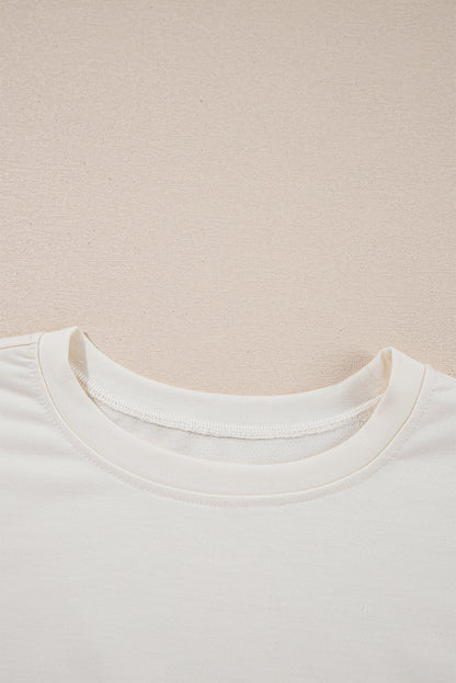 Beige 2pcs Cropped Tee and Ruffle High Waist Skort Set