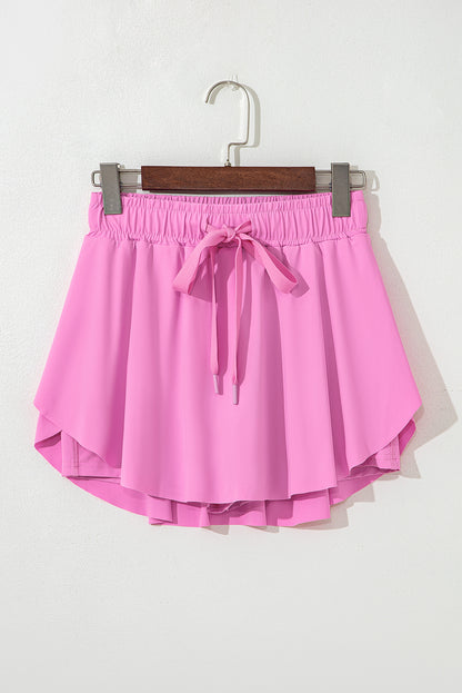Bonbon Drawstring Elastic Waistband Lined Tennis Skorts
