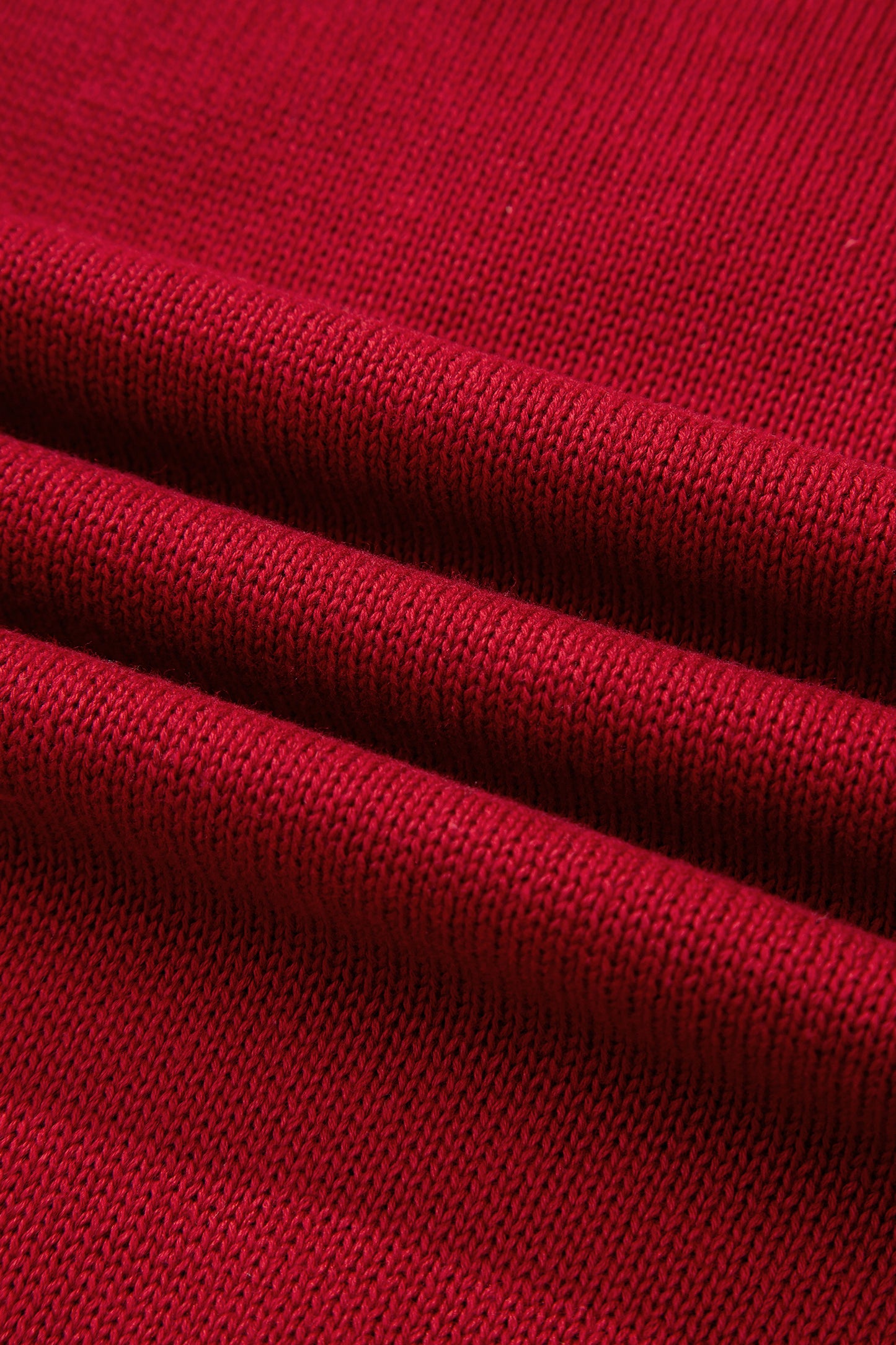 Racing Red Merry Colorful Dot Detail Christmas Drop Shoulder Sweater