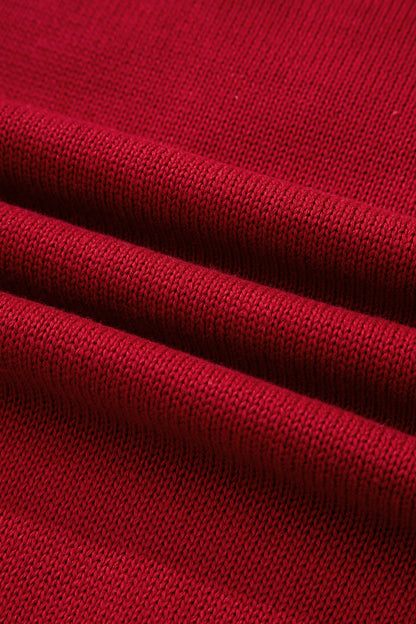 Racing Red Merry Colorful Dot Detail Christmas Drop Shoulder Sweater