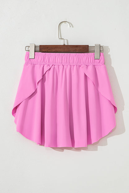 Bonbon Drawstring Elastic Waistband Lined Tennis Skorts