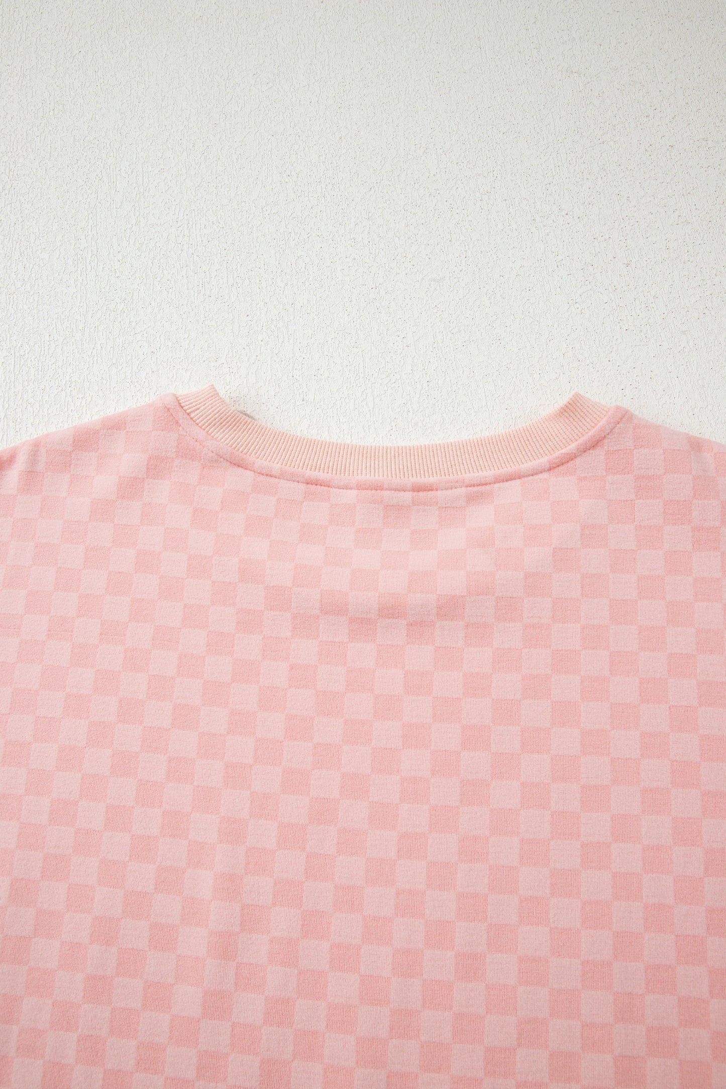 Pink Checkerboard Long Sleeve Pullover and Shorts Set