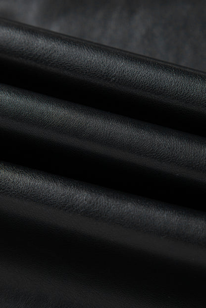 Black Faux Leather Side Slit Maxi Skirt