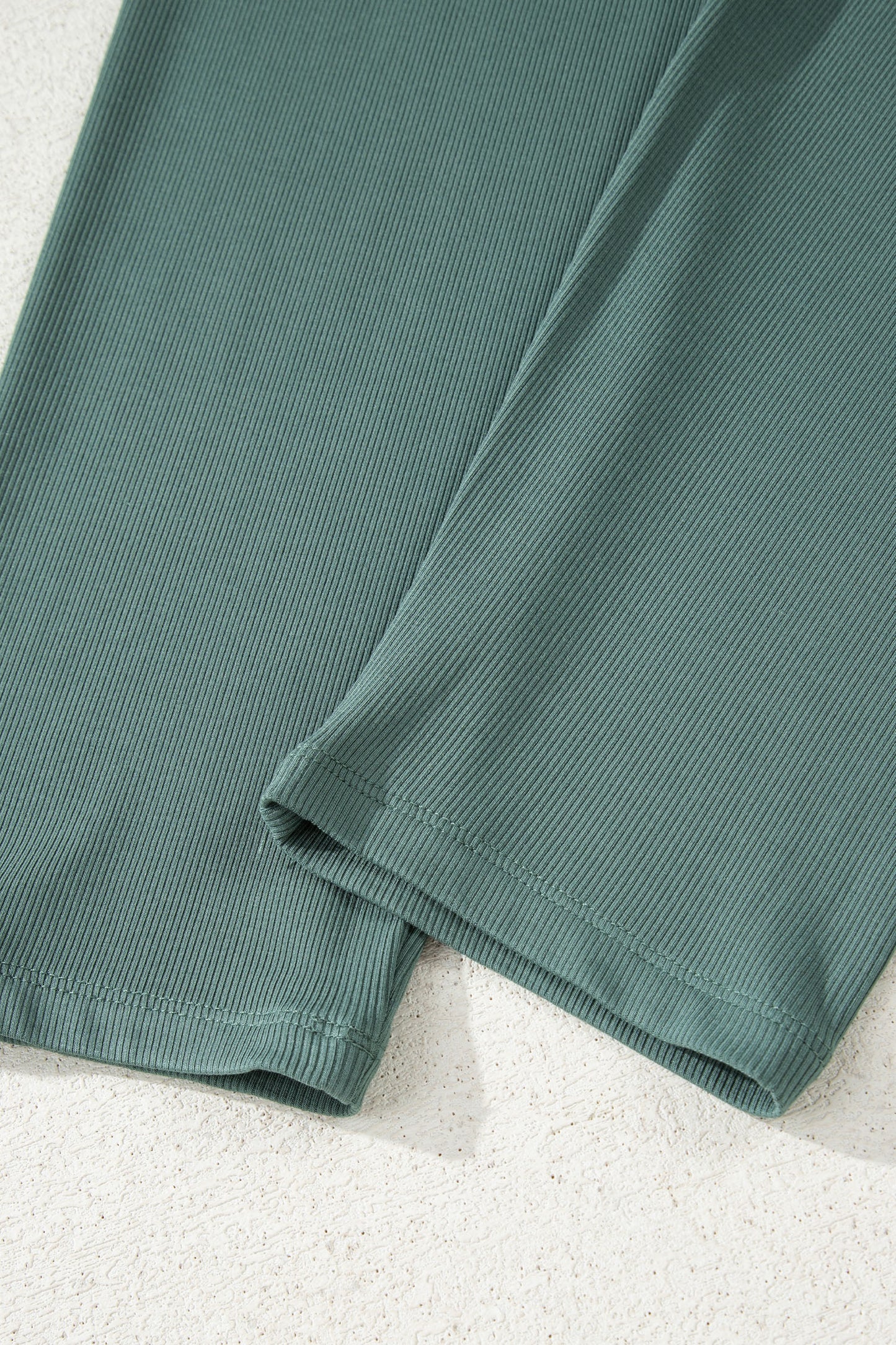 Green Bay Solid Color Oversize Slit Sweatshirt Ribbed Leggings 2pcs Set