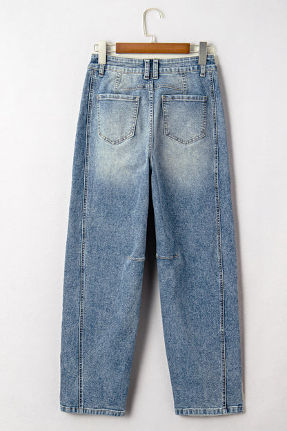 Dusk Blue Vintage Washed Seam Detail Shift Jeans