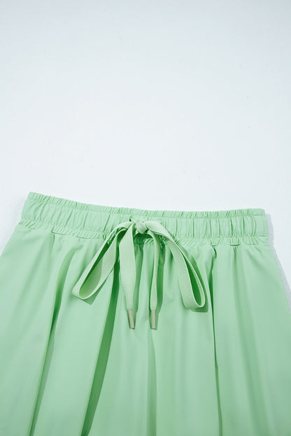 Light Green Drawstring Elastic Waistband Lined Tennis Skorts