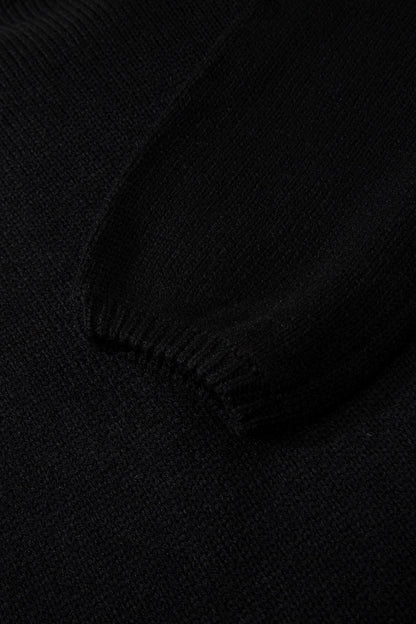 Black Bow Backless Bubble Sleeve Sweater