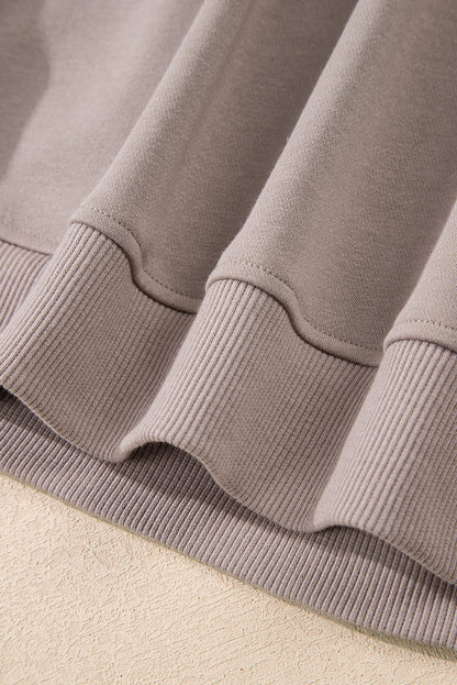 Gray Morn Varsity Striped Detail Crewneck Pullover Elastic Sweatpants 2pcs Outfit