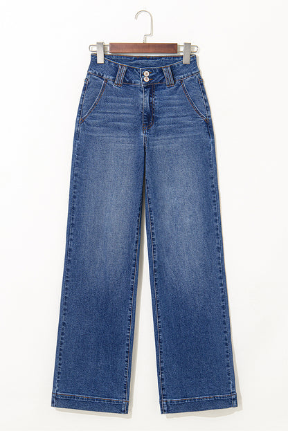 Ashleigh Blue Double Button Zip Fly Straight Leg Jeans