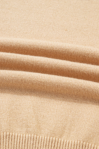 Smoke Gray High Neck Puff Sleeve Sweater Pleated Mini Skirt 2pcs Knitted Outfit