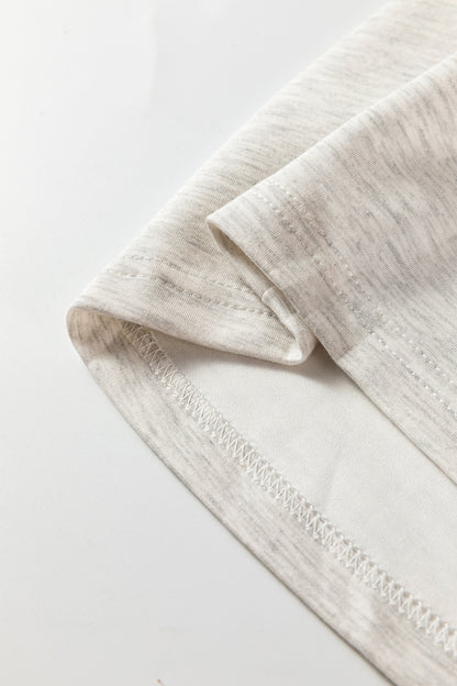 Light Grey Long Sleeve High Neck Slim Top Smocked Waist Central Seam Pants Set