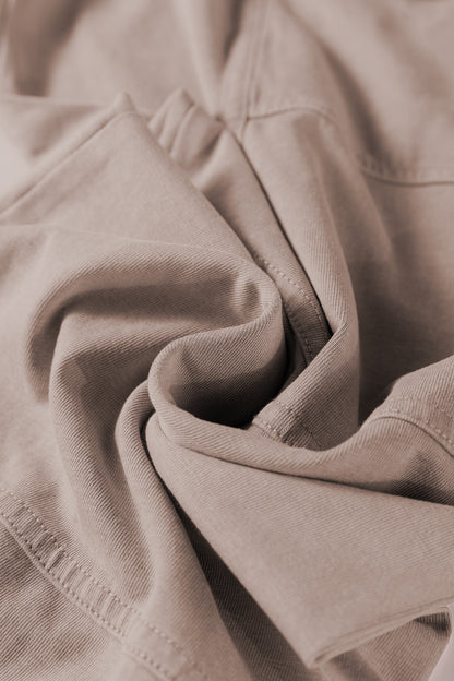 Smoke Gray Mineral Wash Exposed Seam Drawstring Elastic Waistband Wide Leg Cargo Pants