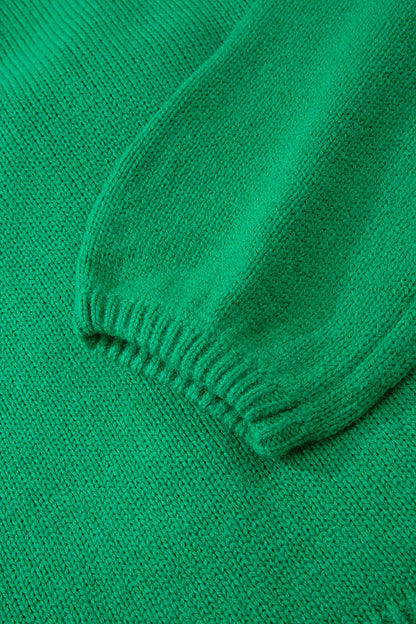 Bright Green Bow Backless Bubble Sleeve Sweater