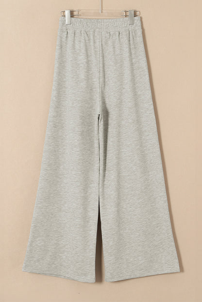 Gray Tied Elastic High Waist Pleated Detail Solid Sweatpants