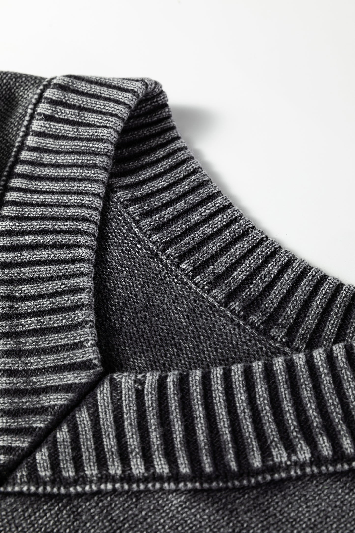 Black Mineral Wash V Neck Knit Exposed Seam Drop Shoulder Loose Sweater