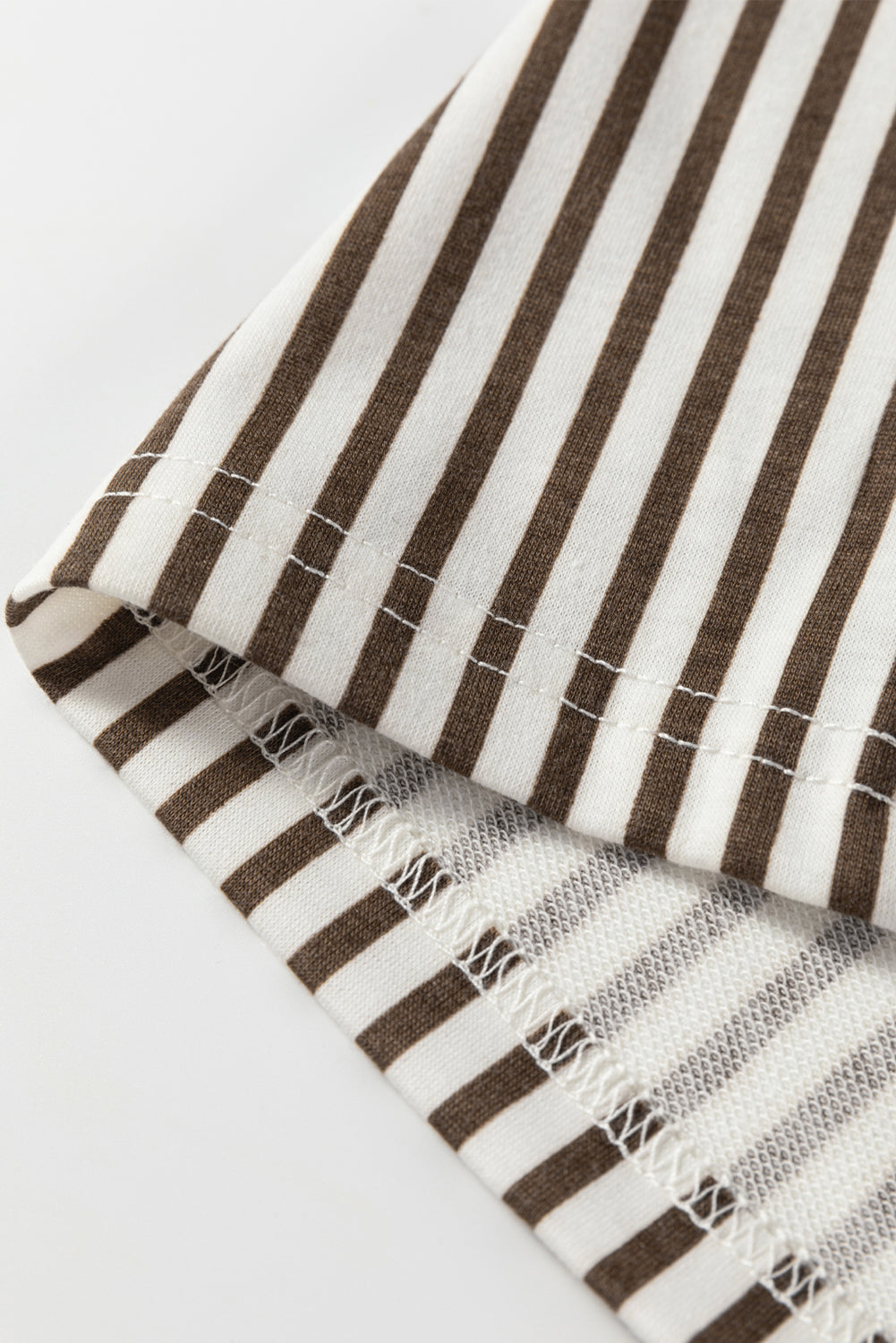 Brown Stripe Elastic High Waist Pocketed Loose Pants