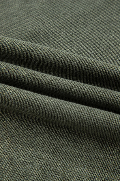 Four Leaf Clover Mineral Wash V Neck Knit Exposed Seam Drop Shoulder Loose Sweater