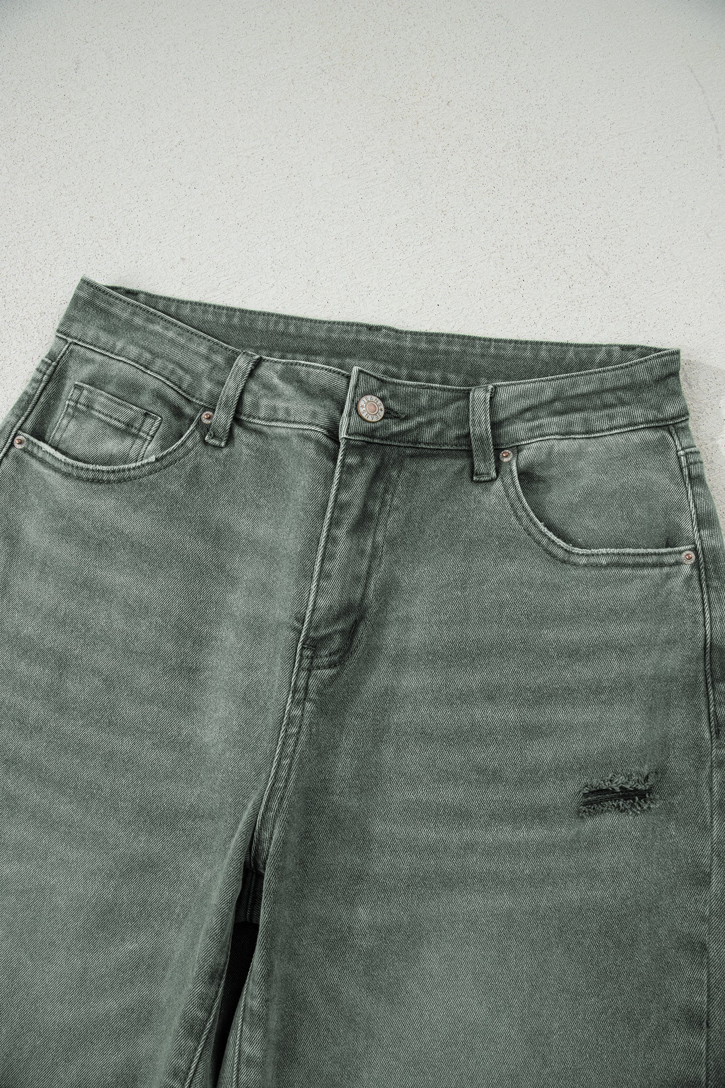 Four Leaf Clover Slight Distressed Raw Edge Wide Leg Jeans